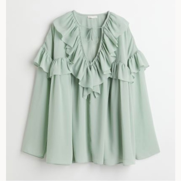 H&M NWOT Large black chiffon long sleeve blouse - Picture 8 of 8